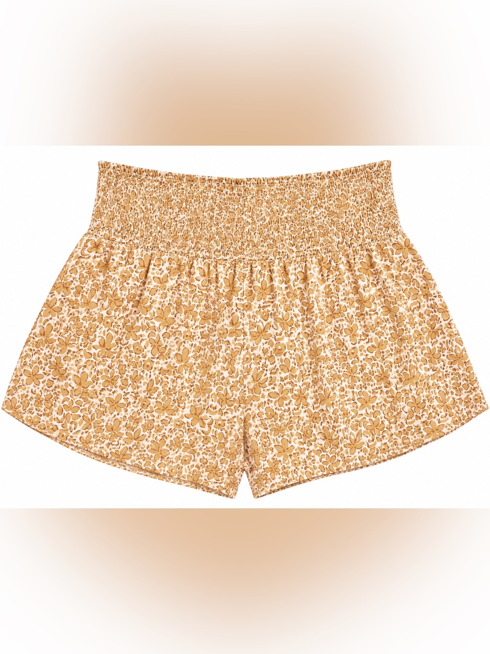 Vineyard Vines Floral Smocked High-Waisted Shorts – Cream & Sand